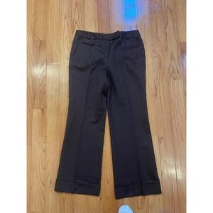 LOFT Petites Brown Wide Leg Cuffed Wool blend Trouser Career Pants Size Women 8P